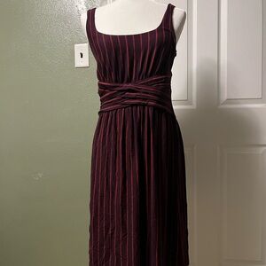 Bailey 44 Burgundy and Red Striped Knit Midi Dress